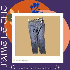 Talbots Dark Denim Ankle Length Jean With Gold Studded Decorations